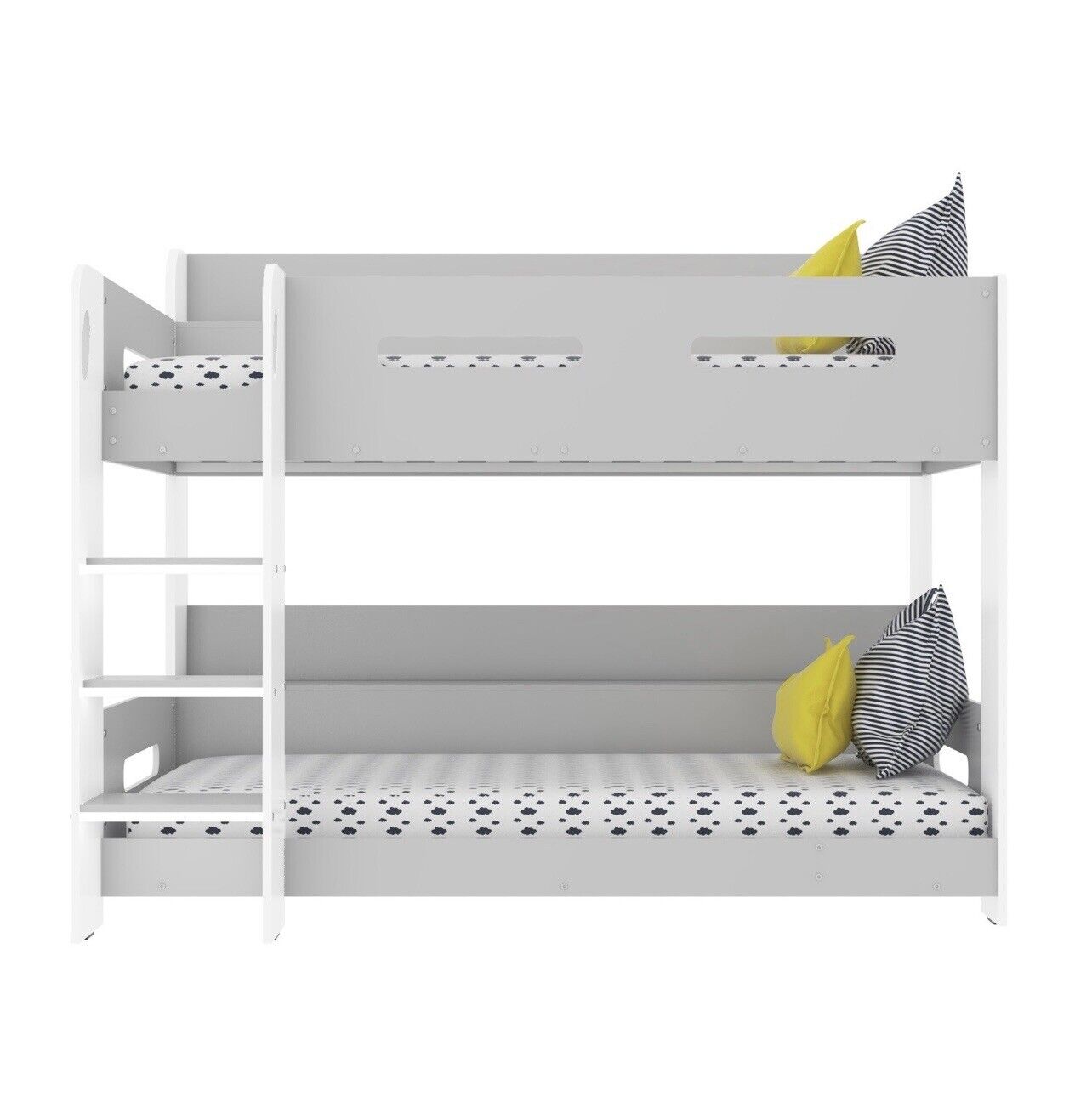 Bunk Bed Girls Boys in Grey and White with Glowing Steps