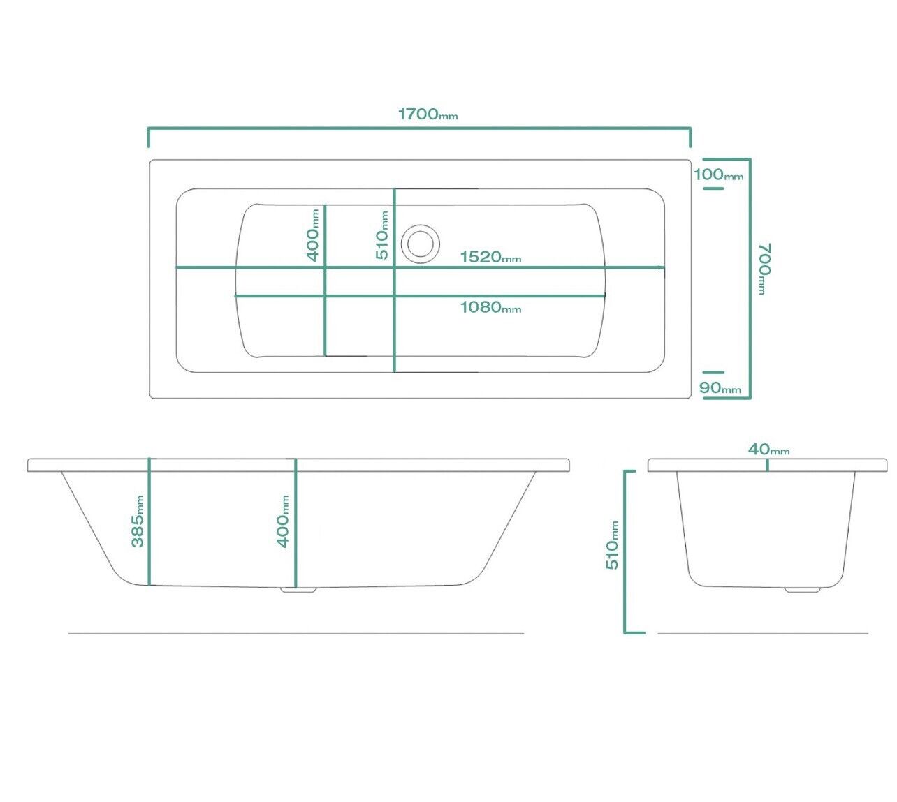 White Double Ended Bath Squared Freestanding Bathtub Bathroom
