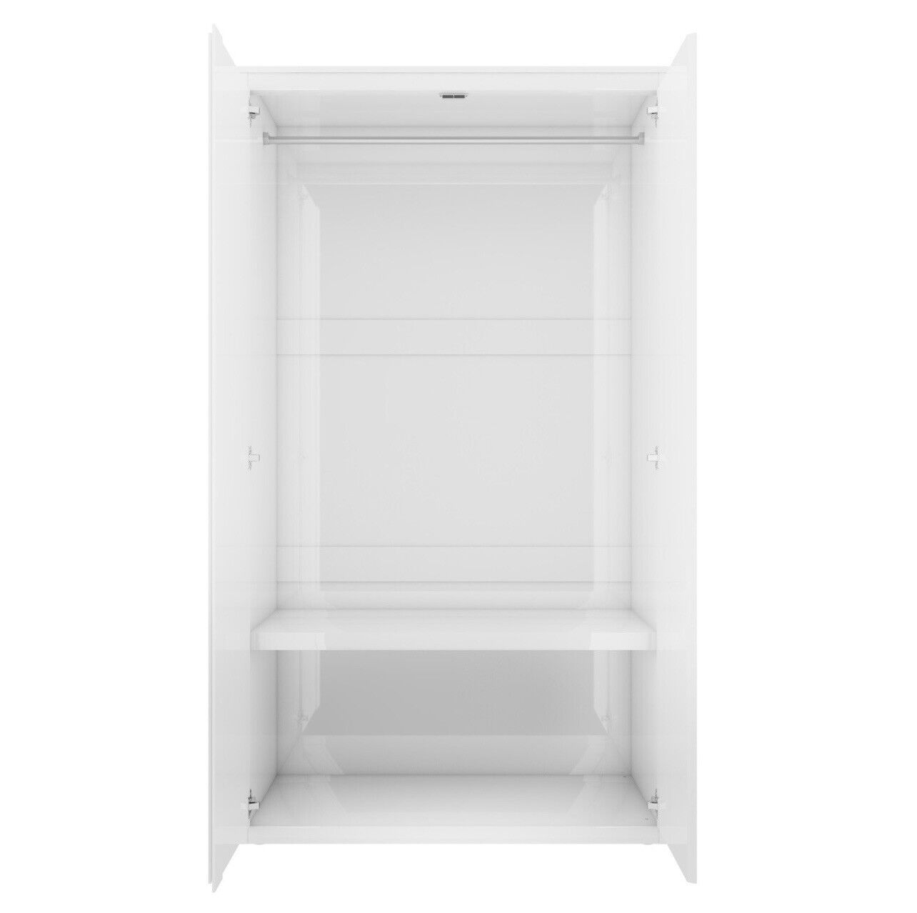 Mirrored Double Wardrobe Hanging Clothes Rail and Storage Shelves