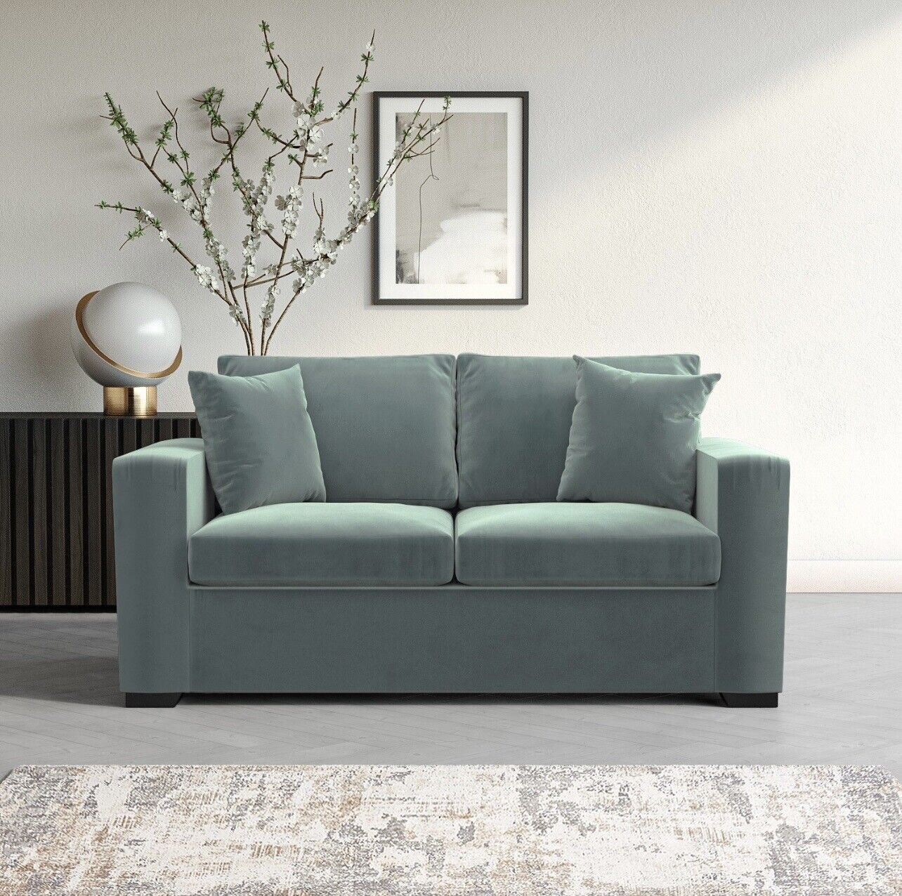 Velvet Sofa Bed 2 Seater Sleeper Sofa with Mattress and Cushions