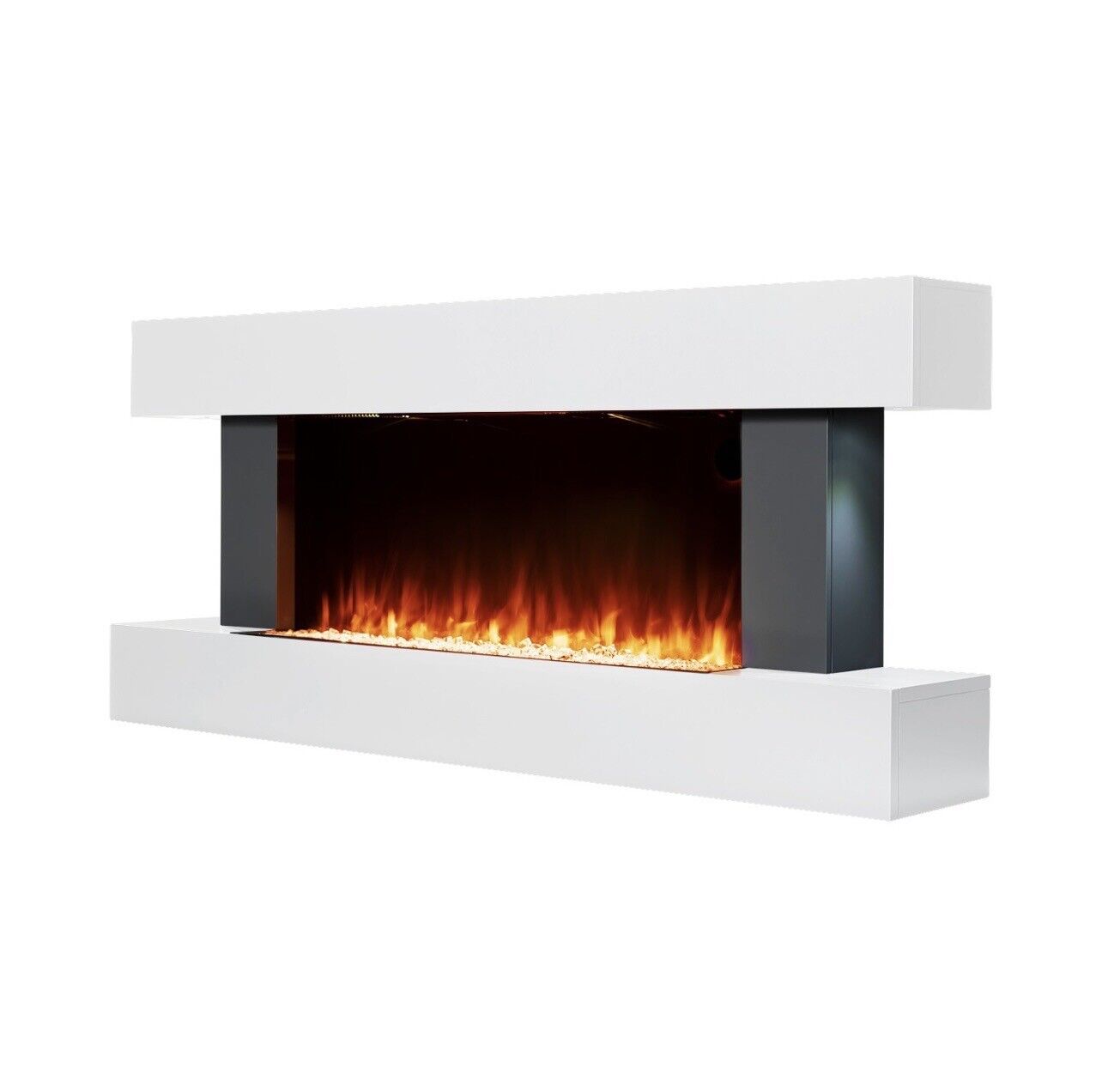 White Electric Fire Wall Mounted with LED Flame and Remote Control