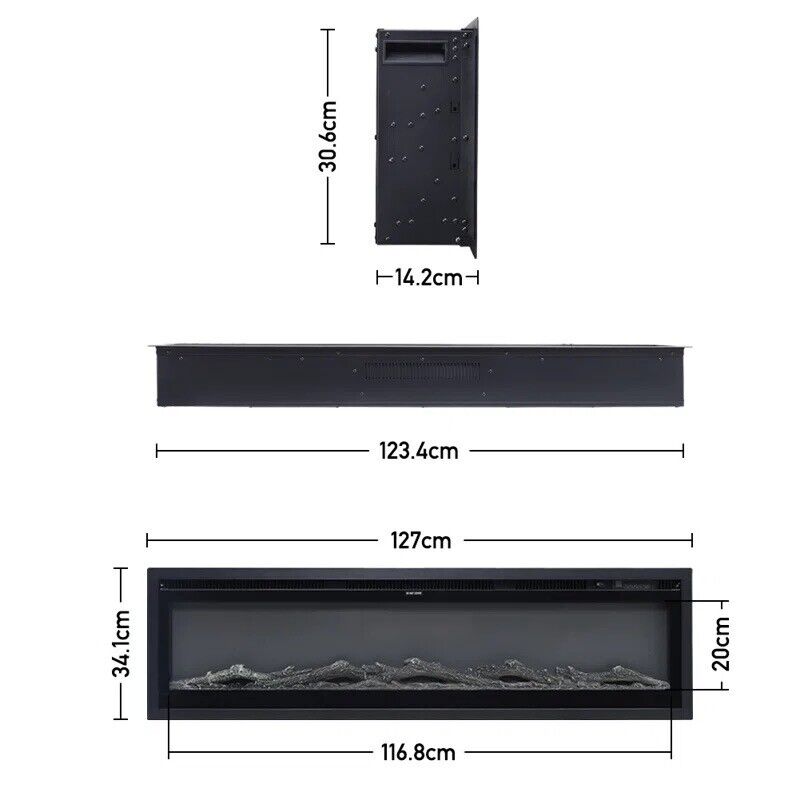 Inset Electric Fire Media Wall with LED Flame