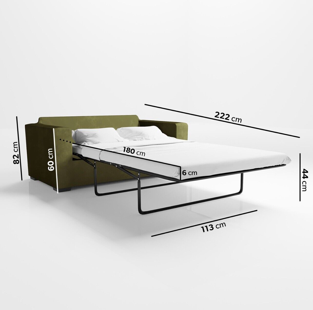 Velvet Sofa Bed 2 Seater Sleeper Sofa with Mattress and Cushions