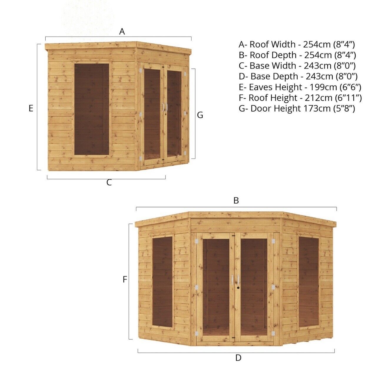 Summerhouse with Double Shatterproof Doors and Lockable