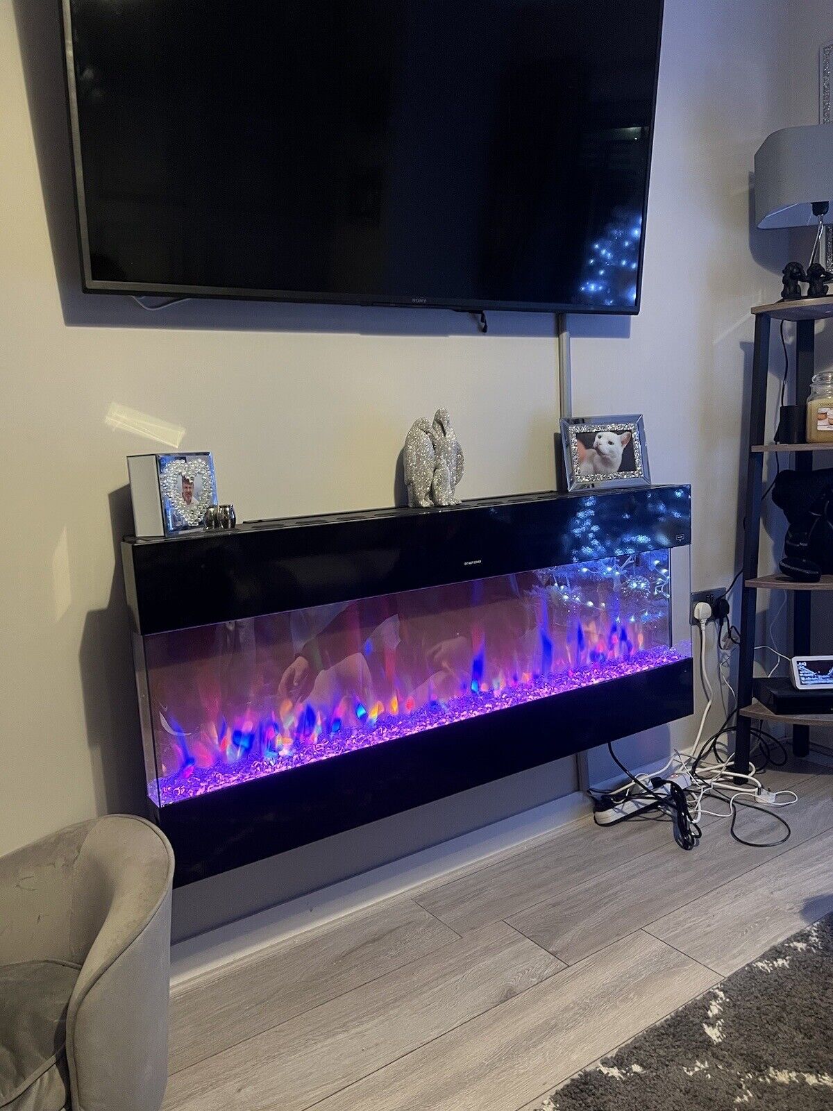 50 Inch Inset Electric Fire with LED Flame in Black