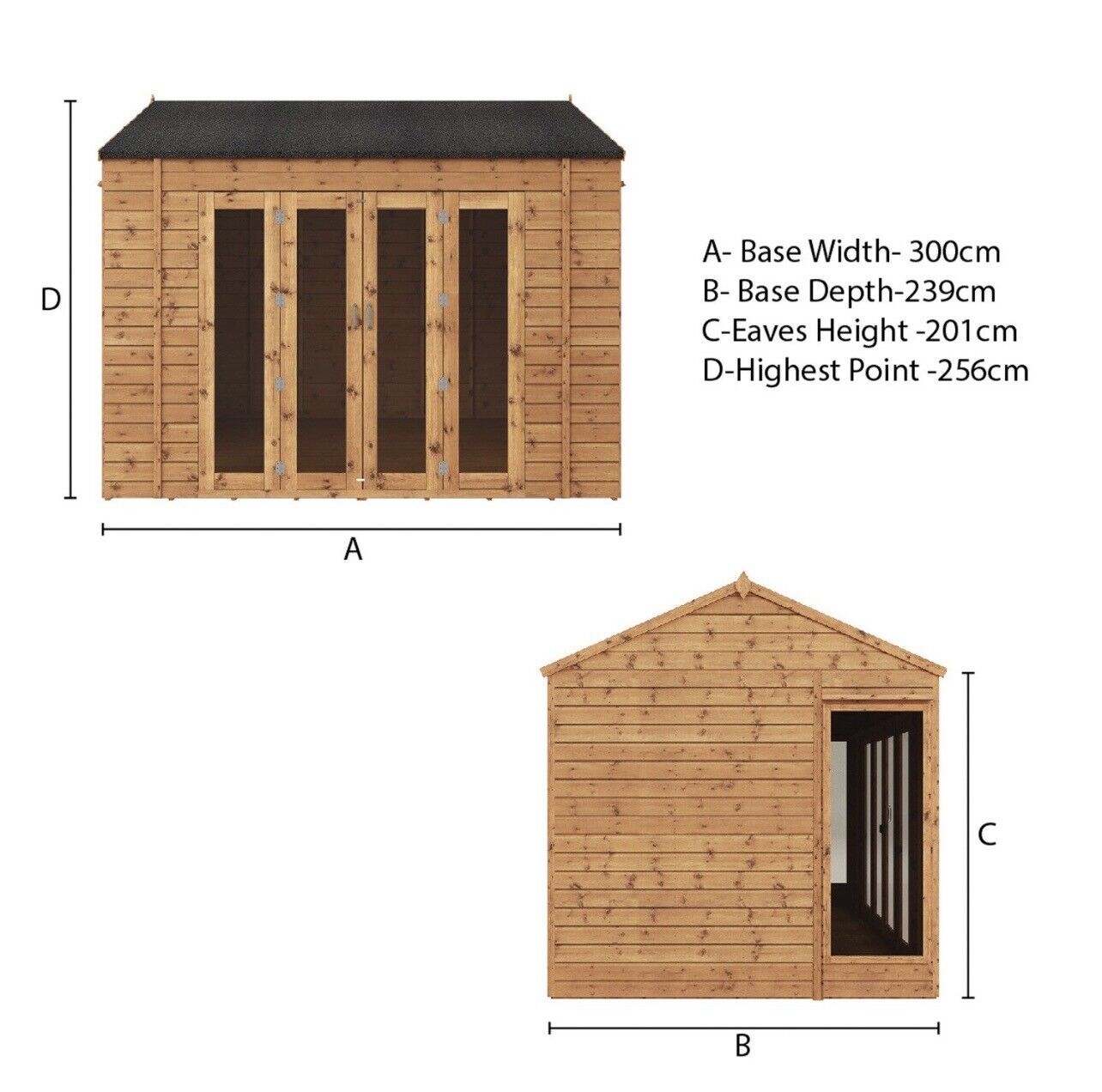 Summerhouse with Bi-Fold Shatterproof Doors and Lockable