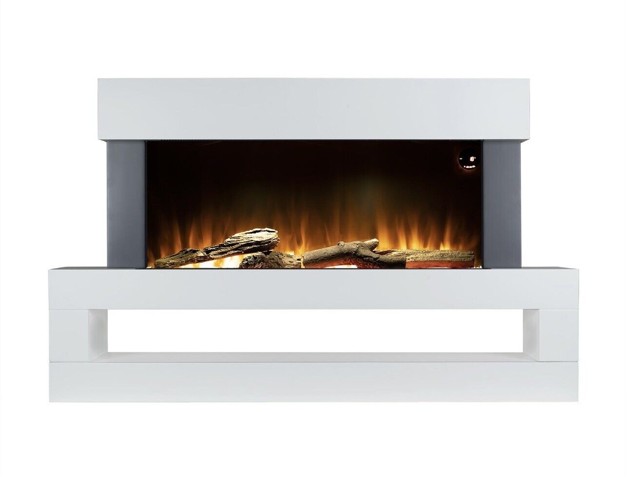 Electric Fireplace with Storage Shelf and LED Flames