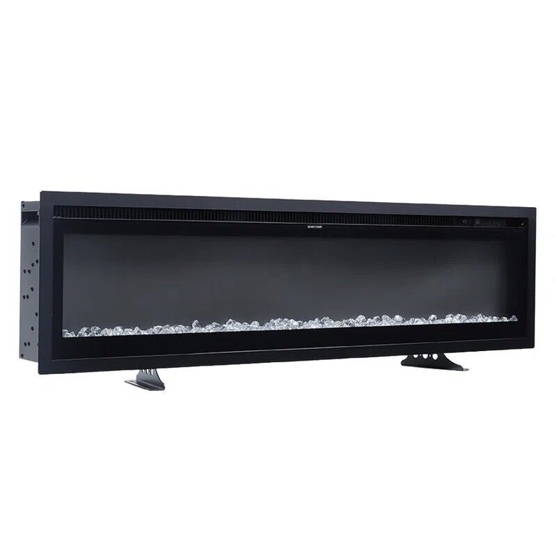 Inset Electric Fire Media Wall with LED Flame