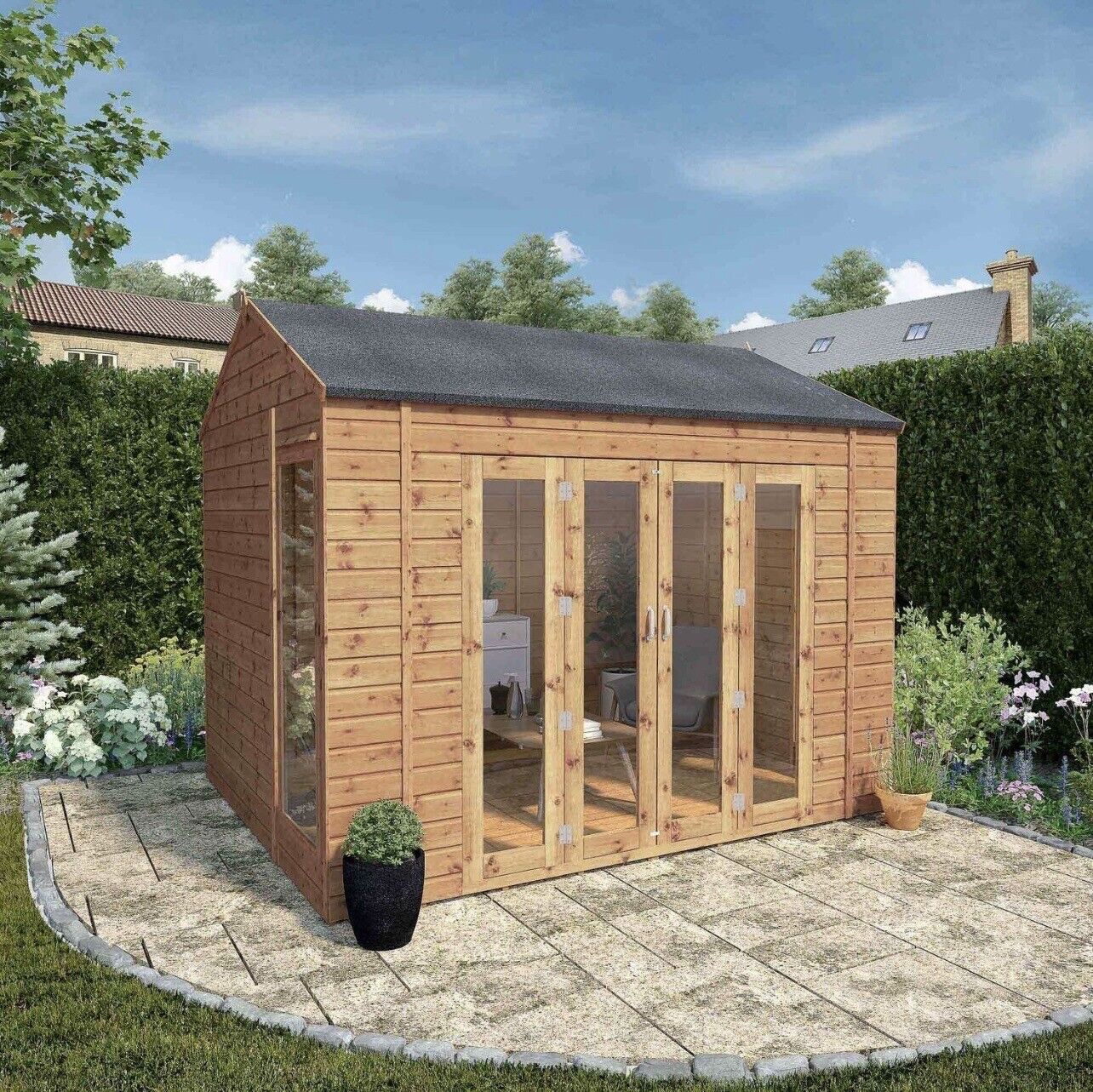 Summerhouse with Bi-Fold Shatterproof Doors and Lockable