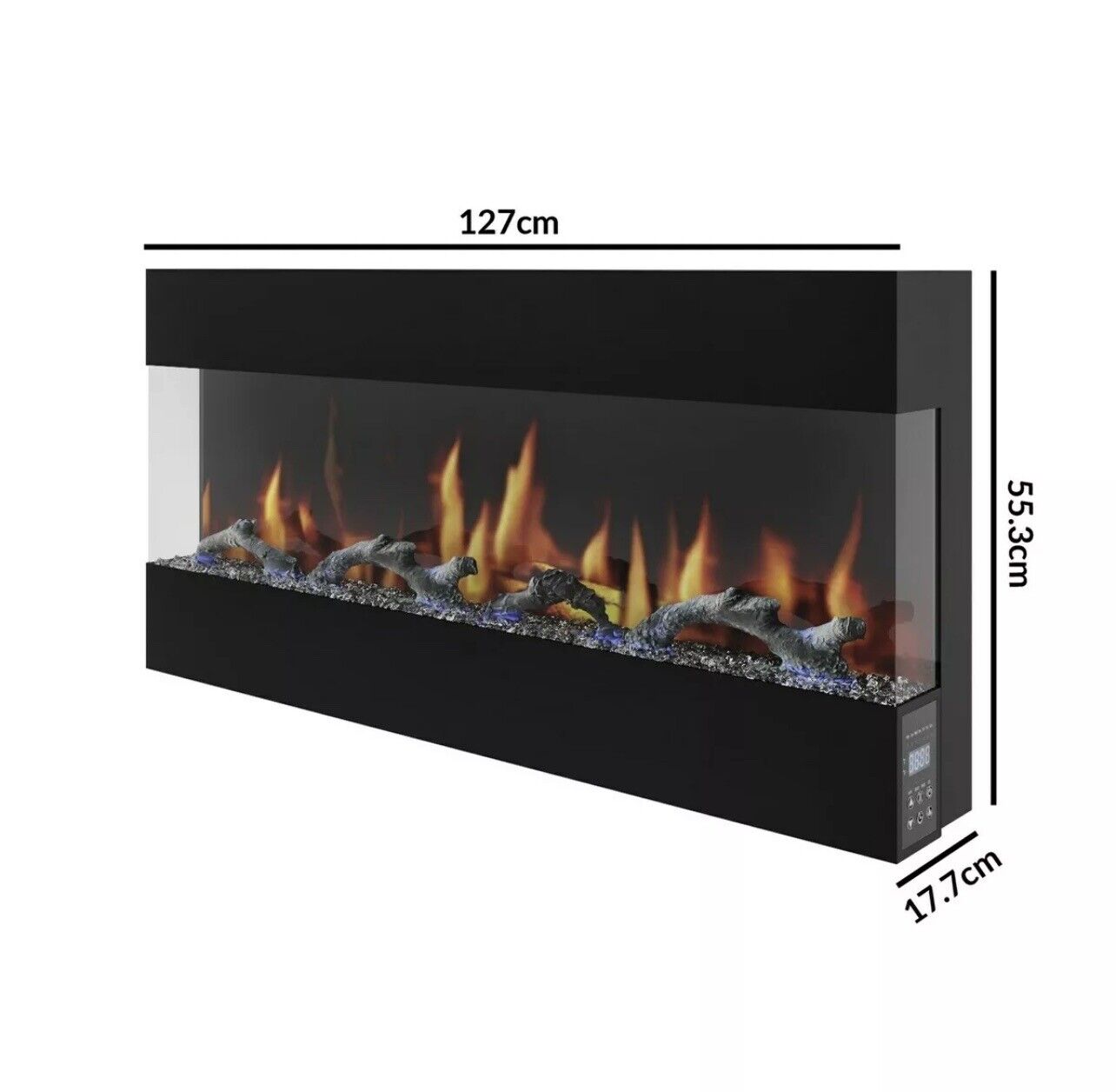 50 Inch Inset Electric Fire with LED Flame in Black