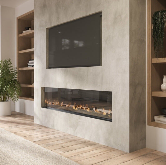 Media Wall Inset Electric Fire with LED Flame and Remote Control