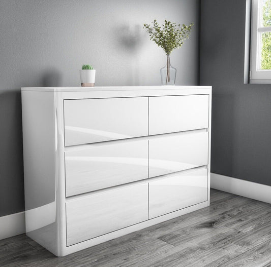 Gloss White Chest of Drawers Wooden