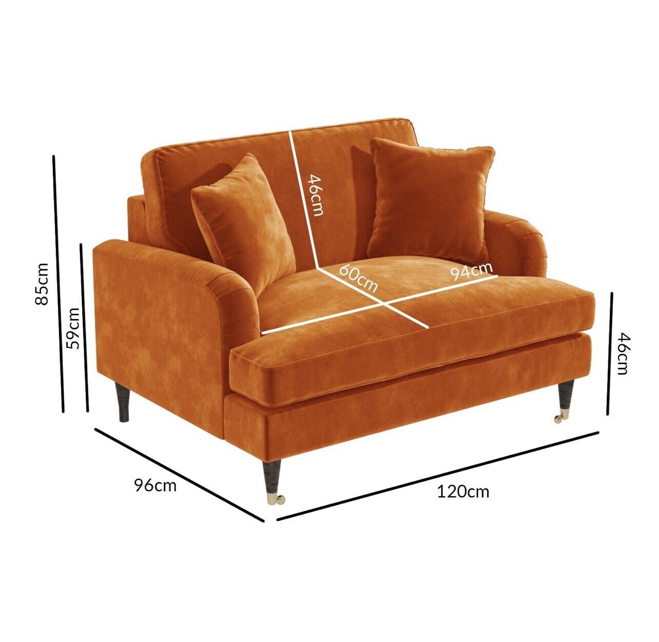 Loveseat Sofa Velvet Couch 2 Seater with Cushions