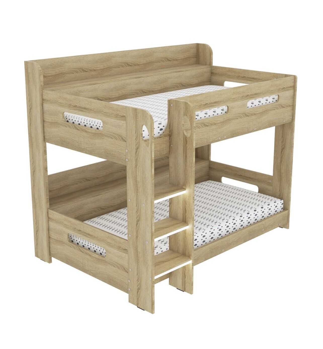 Kids Wooden Bunk Bed in Brown with Shelving