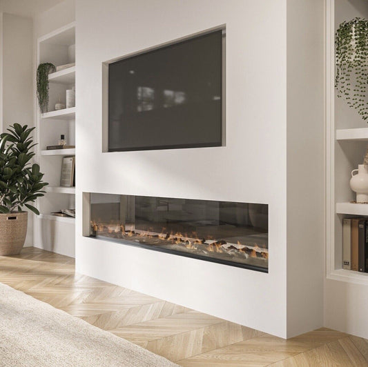 Media Wall Inset Electric Fire with LED Flame and Remote Control