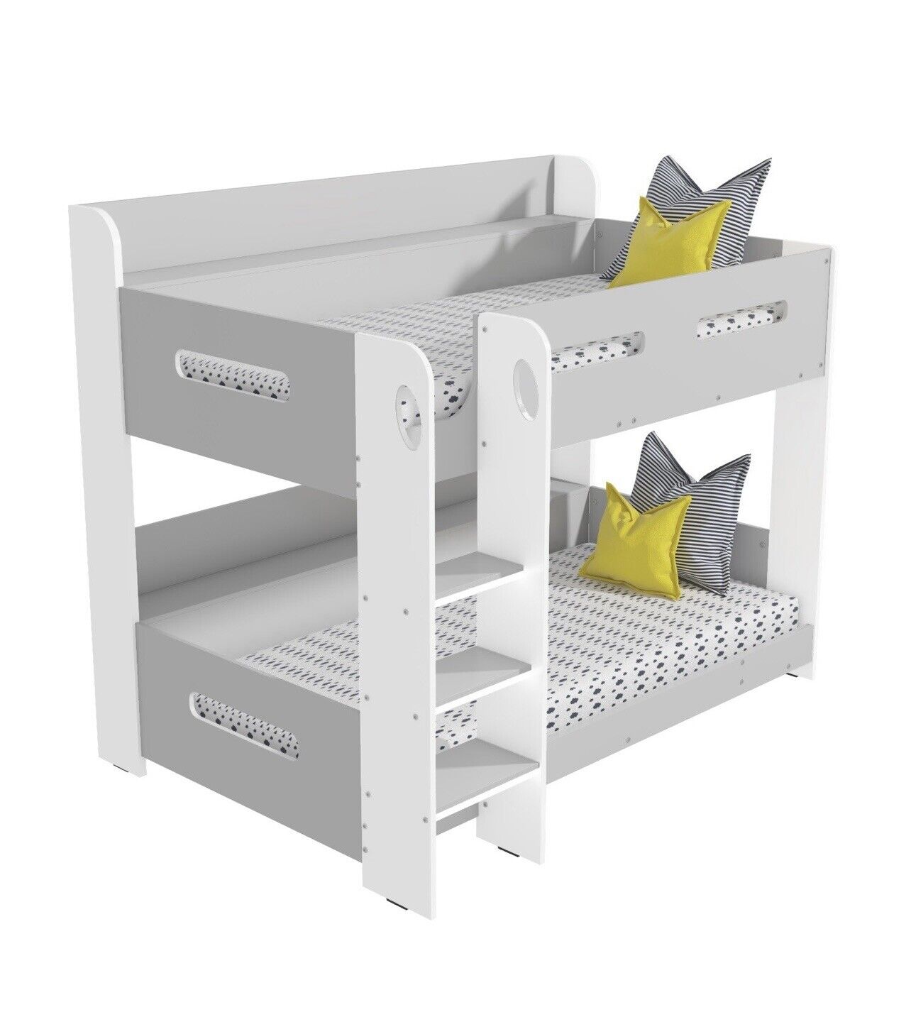 Bunk Bed Girls Boys in Grey and White with Glowing Steps