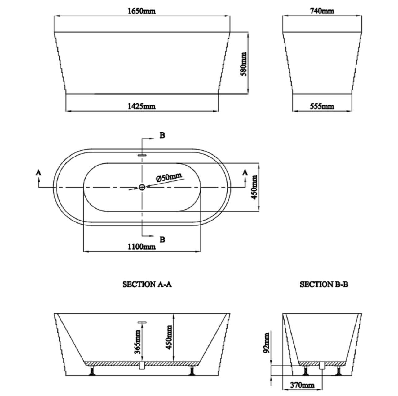 White Gloss Double Ended Bath Modern Bathroom Freestanding Curved Bathtub