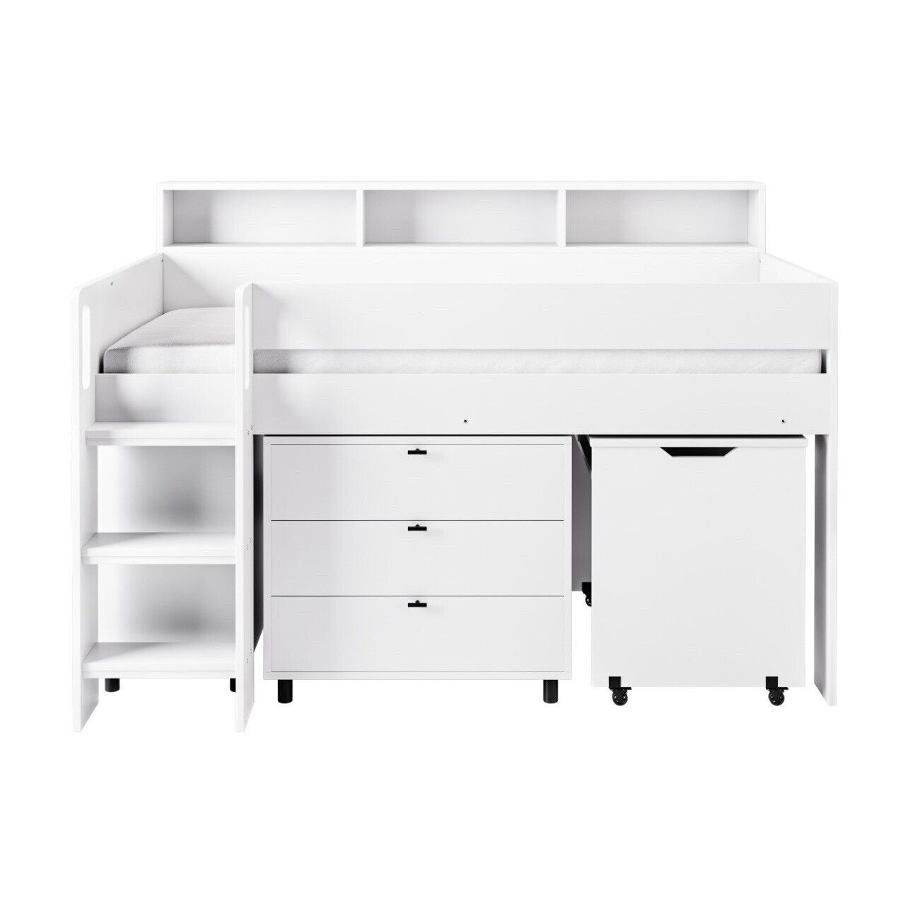 Kids Cabin Bed Mid Sleeper Frame Single with Storage Drawers and Desk