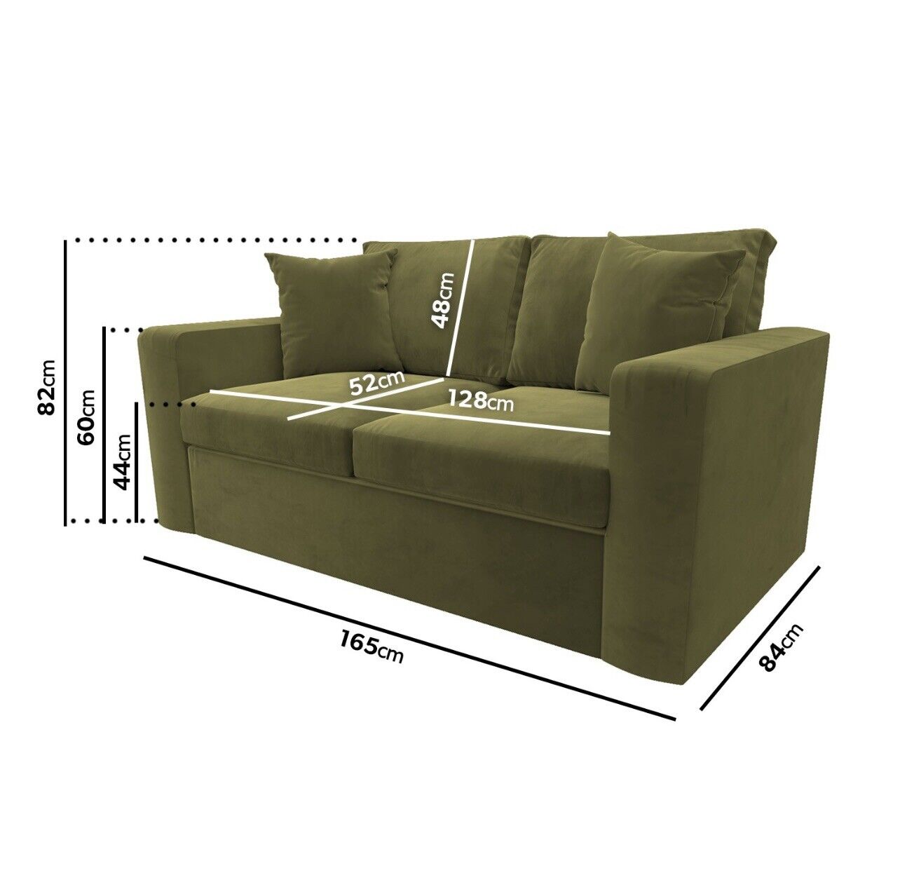 Velvet Sofa Bed 2 Seater Sleeper Sofa with Mattress and Cushions