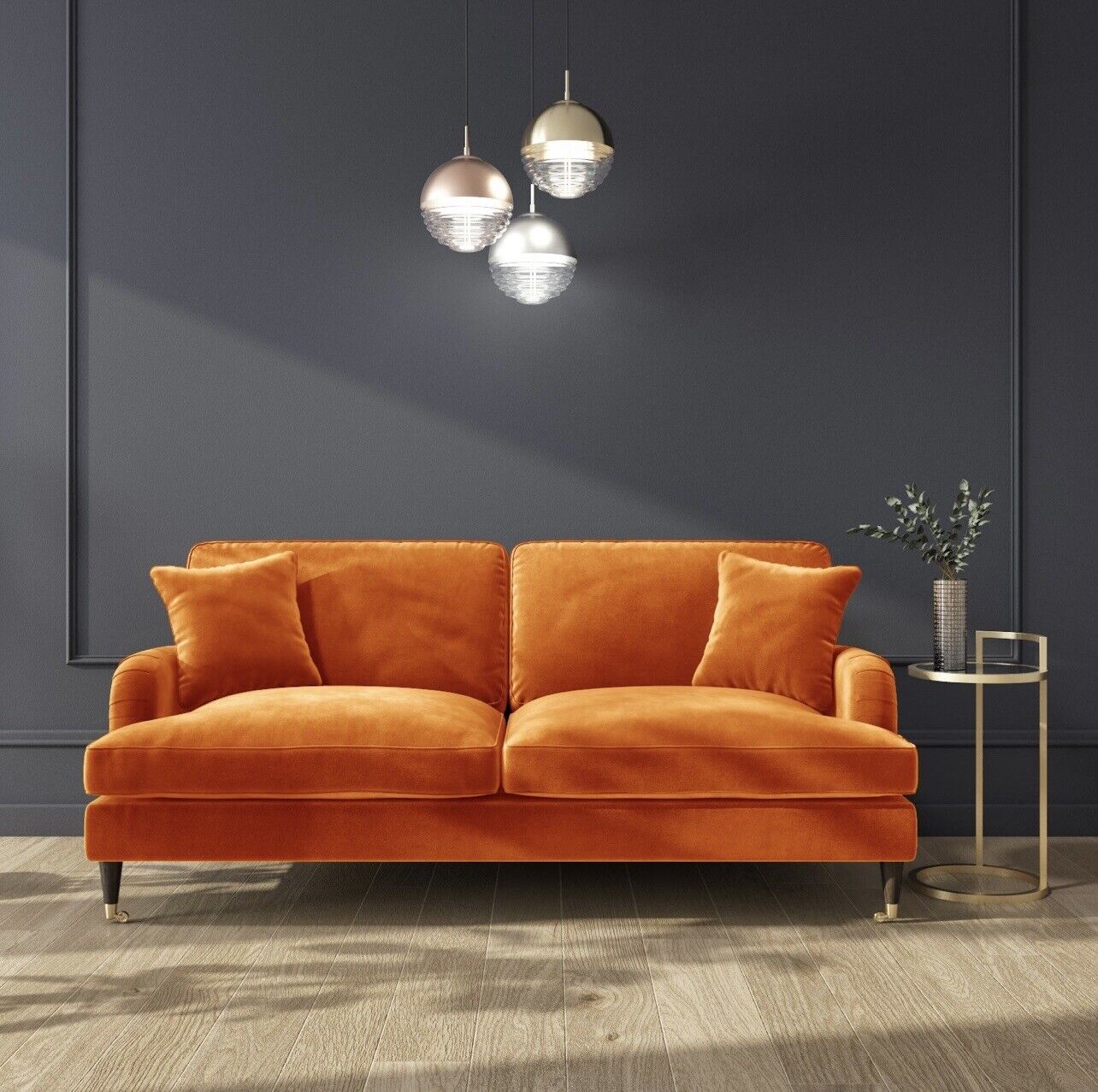 Velvet Sofa 3 Seater Couch Upholstered with Cushions