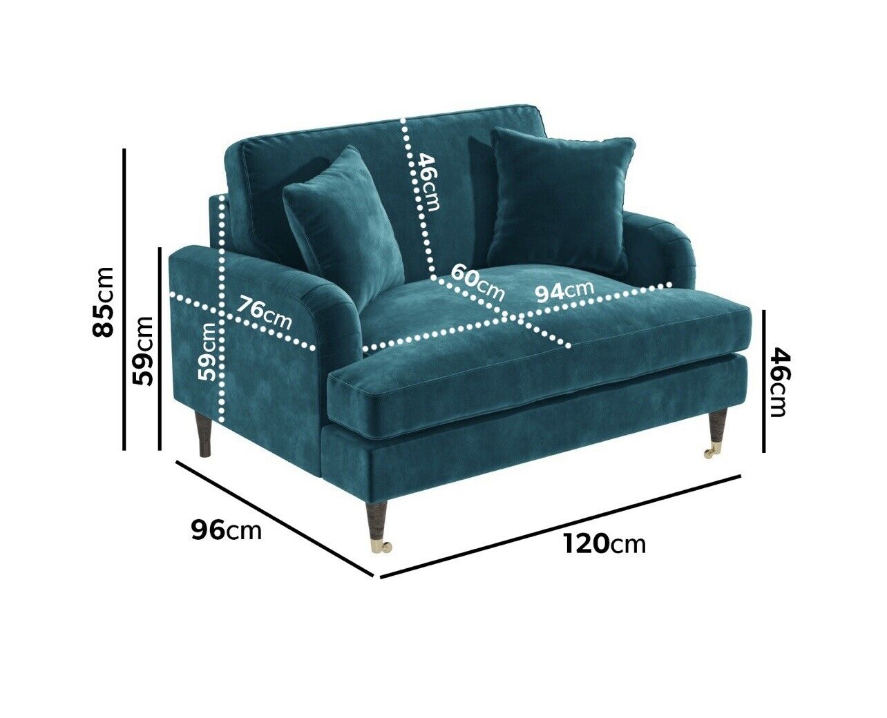 Velvet Loveseat Sofa Couch 2 Seater with Cushions