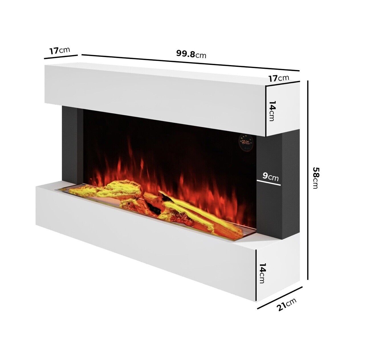 White Electric Fire LED Flame with Remote Control