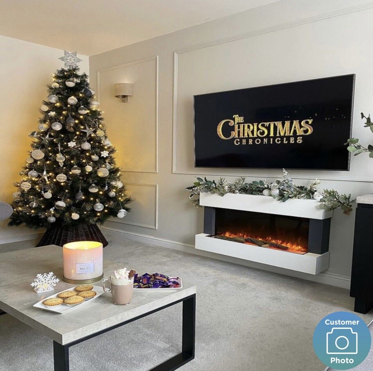 White Electric Fire LED Flame with Remote Control