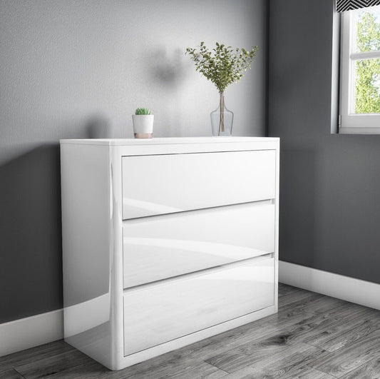 Gloss White Chest of Drawers Wooden