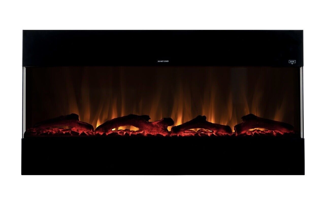 50 Inch Inset Electric Fire with LED Flame in Black