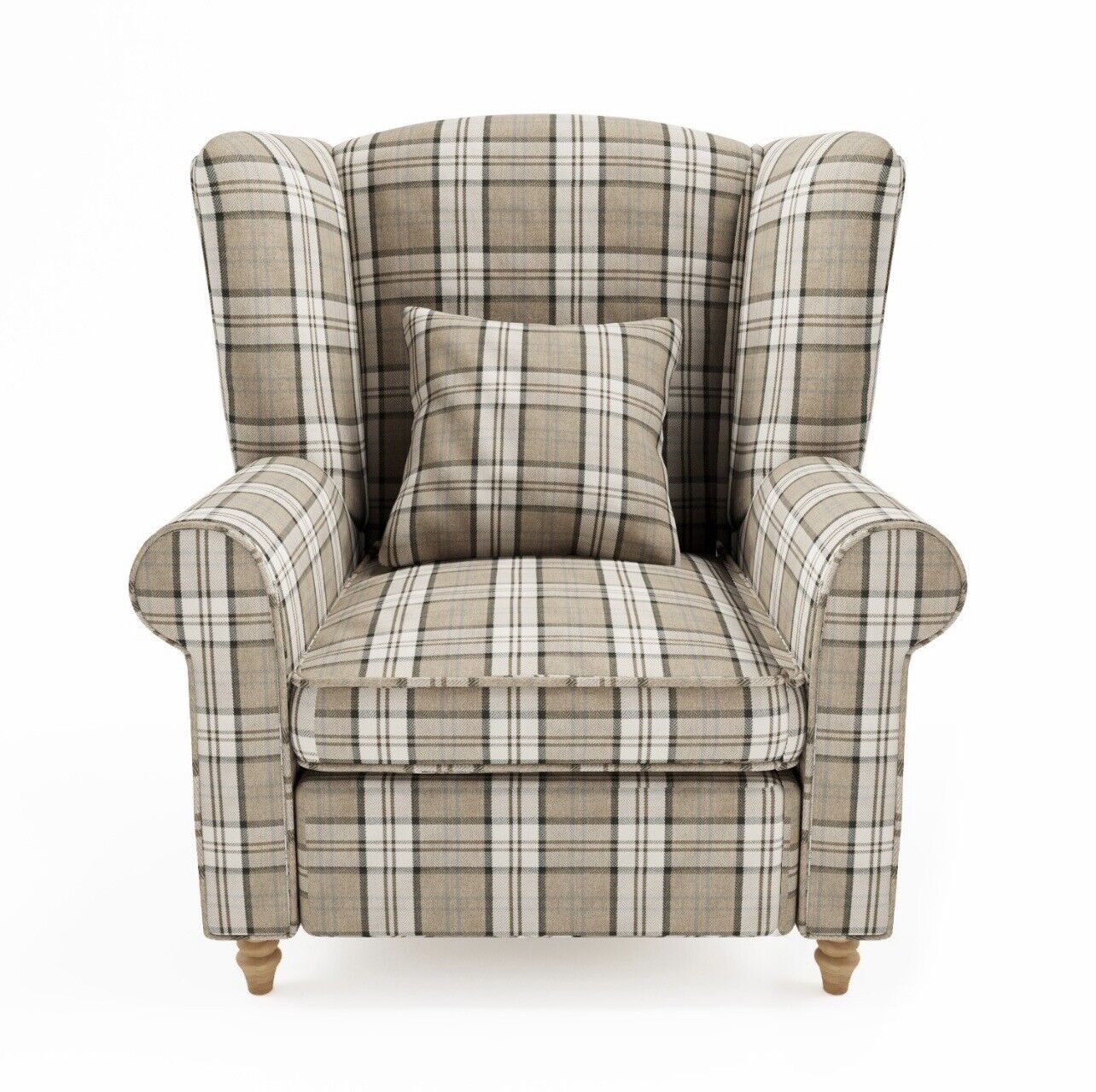 Beige Wingback Armchair with Supportive Back