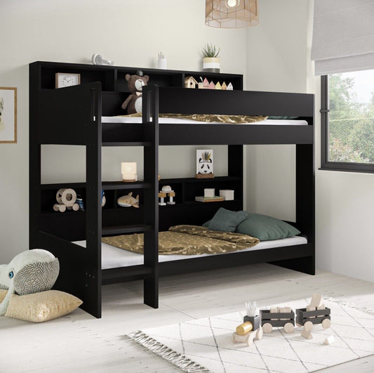 Kids Bunk Bed Wooden Frame Single Sleeper with Durable Shelving