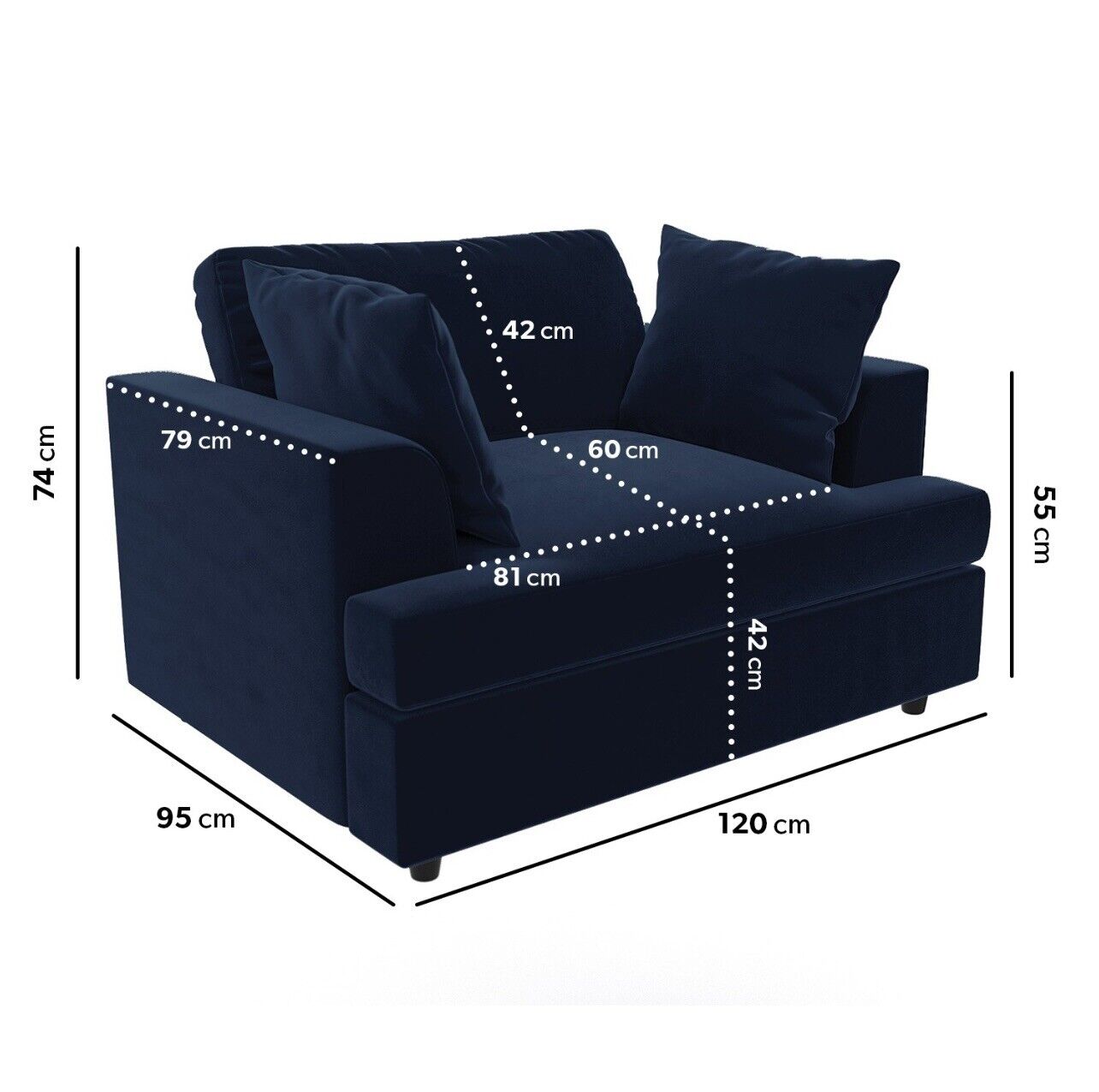 Velvet Loveseat Sofa Couch 2 Seater with Cushions